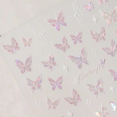3D Aurora Butterfly Nail Art Stickers M-261 Iridescent Laser Nail Decals For Women Romantic DIY Manicure Decoration Jewelry