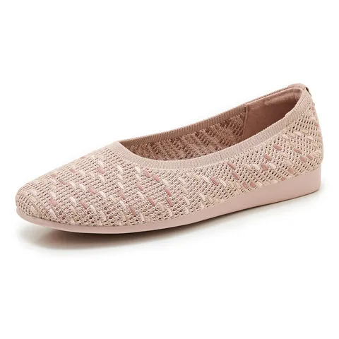 Women Casual Fly-Knit Flat Shoes Breathable Mesh Ballet Flats Lightweight Slip On Loafers For Office Daily Walking Comfort