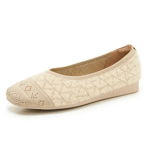 Women's Knit Plush Loafers Fall Winter Warm Slip On Round Toe Casual Flats For Daily Walking Office Comfy Soft Shoes