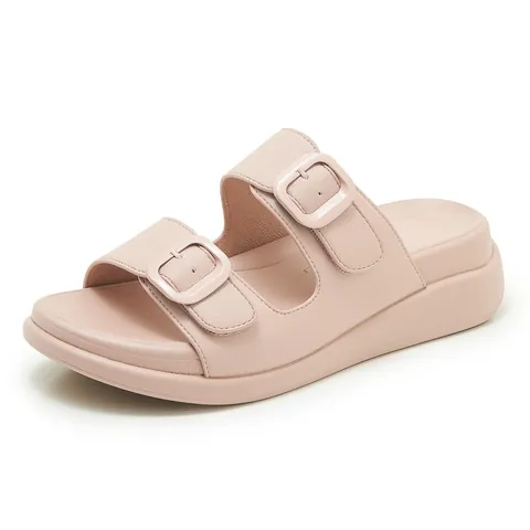 Sandalias Deportivas con Plataforma para Mujer Doble Hebilla Casual Confort Slides Zapatos de Playa de Verano de PU Ligero para Mujer