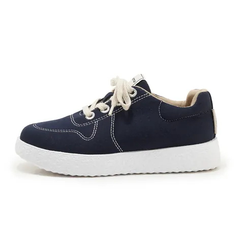 Women's Comfortable Lightweight Canvas Sneakers Non-Slip Breathable Thick Sole Casual Sports Shoes Lace-up Preppy Walking Shoes