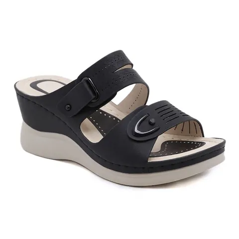 Women Fashion Wedge Sandals Casual Hollow Out PU Leather Peep Toe Slides Beach Platform Slippers Summer Shoes For Women