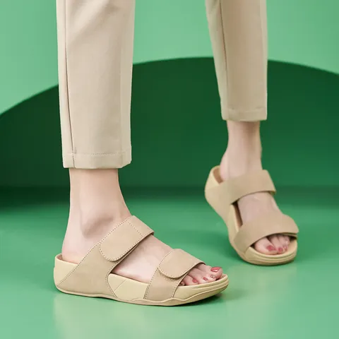 Sandalias con Plataforma Casual para Mujer Verano Deportivo Doble Correa Ajustable Velcro Zapatillas Suela Gruesa Zapatos de Caminar Cómodos