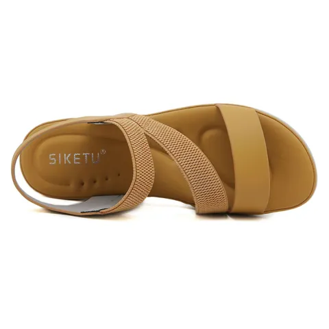 Women Fashion Wedge Sandals Summer Elastic Crisscross Straps Thick Sole Platform Beach Shoes Casual Comfortable Sandals