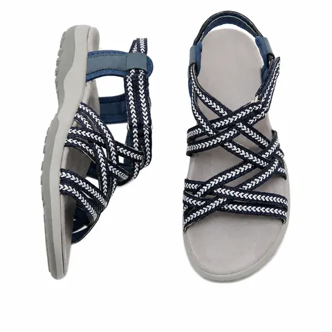 Women's Casual Sporty Sandals Braided Cross Straps Hook and Loop Closure PU Leather Platform Walking Shoes Anti-Slip Sole Comfort Footwear