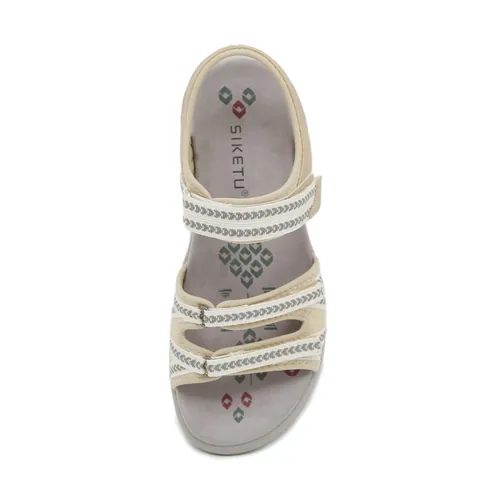 Women's Casual Sport Sandals Adjustable Hook And Loop Platform Wedge Shoes Ethnic Print TPR Sole Comfortable Summer Footwear