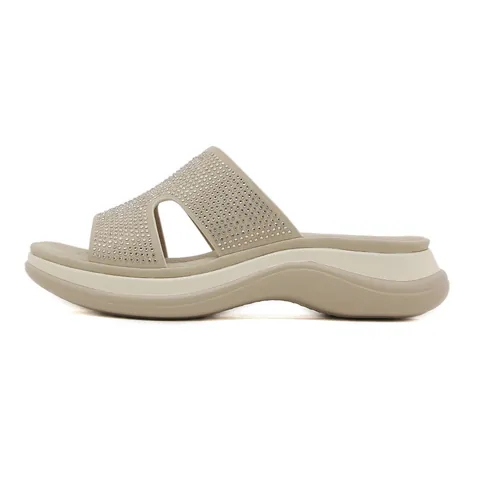 Women Rhinestone Wedge Slippers Summer Casual Beach Sandals Non-slip Platform Slides Fashion Thick Sole Outdoor Flip Flops Footwear