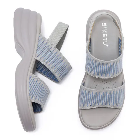 Sandalias de Cuña para Mujer Punto Rayado Suela Gruesa Zapatos de Plataforma Casual Cómodo Caminar Verano Sandalias Deportivas SIKETU
