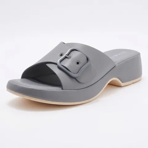 Women Fashion Wedge Sandals Microfiber Leather Platform Slides With Metal Buckle Non-Slip Summer Beach Shoes Casual Ladies Comfort Slippers