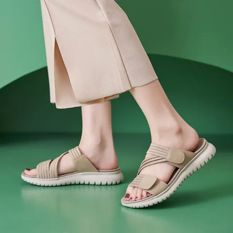 Women's Sporty Wedge Sandals Elastic Band Hook And Loop Straps Casual Breathable Lightweight Height Increasing Outdoor Summer Platform Shoes