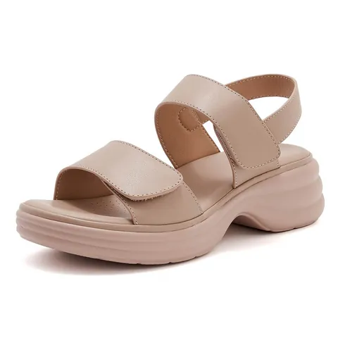 Sandalias de Cuña con Plataforma Casual para Mujer de Cuero PU Sandalias de Aumento de Altura Con Correas de Velcro Zapatos de Verano