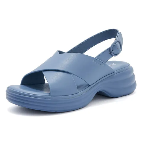 Sandali con Zeppa e Cinturino a Incrocio in PU da Donna Con Fibbia Regolabile Suola Spessa Scarpe Estive