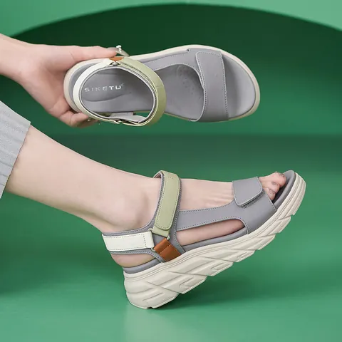 Sandalias Deportivas con Plataforma para Mujer Cuña Cierre de Velcro Multicolor Ligeras Antideslizantes Casual Verano Playa