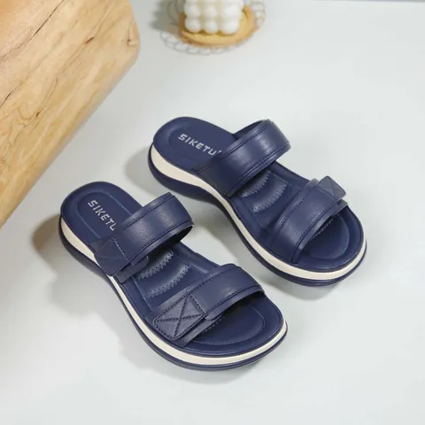 Sandalias de Cuña con Plataforma para Mujer Dos Correas Ajustables Cierre de Velcro Cuero Sintético Antideslizante Chanclas de Playa Pantuflas para Caminar