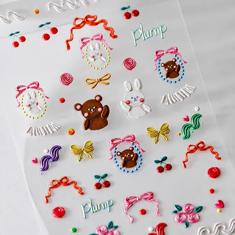 3D Geprägte Nagelkunst Aufkleber Mahjong Herz Stern Erdbeere Rose Schmetterling Design 5D Relief Selbstklebende Decals Damen DIY Dekoration
