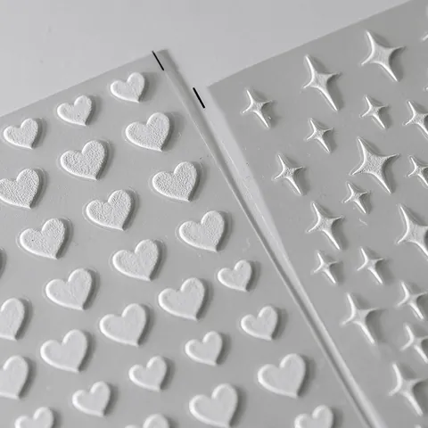 3D Embossed Nail Art Stickers Mahjong Heart Star Strawberry Rose Butterfly Design 5D Relief Self Adhesive Decals For Women DIY Decoration