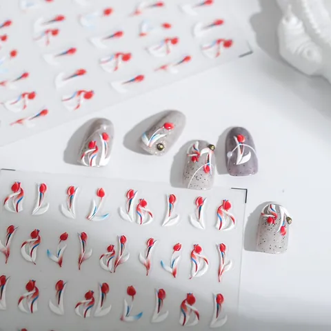 Nail Stickers 3D Relief Butterfly Floral Star Heart Pattern Self Adhesive Manicure Stickers DIY Nail Art Decoration For Women