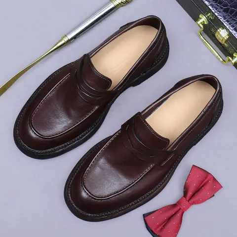 Men's Goodyear Welted Horsehide Leather Loafers British Style Handmade Slip-on Breathable Formal Business Dress Shoes