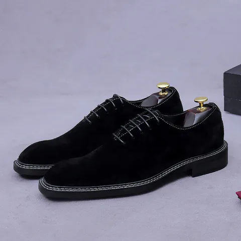 Herren Wildleder Oxford Schuhe Britischer Stil Eckige Zehen Kontrastnähte Formelle Business Hochzeit Schnürschuhe Für Männer