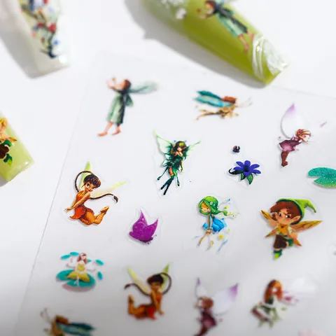 Pegatinas de Uñas 5D Hada de las Flores Elfo Calcomanías Adhesivas Ultra Delgadas y Fuertes Tema Bosque Encantado Verde Accesorios DIY