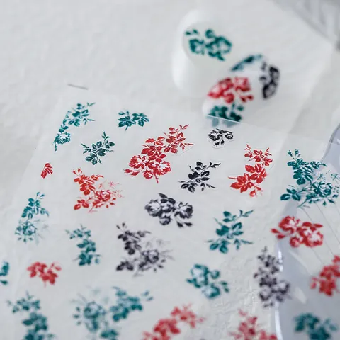 Vintage Rosen Blumen Nagelkunst Aufkleber Hauchdünne Selbstklebende Nagelabziehbilder Retro Nostalgisches Blumenmuster TS-923 DIY Maniküre Dekoration Für Damen
