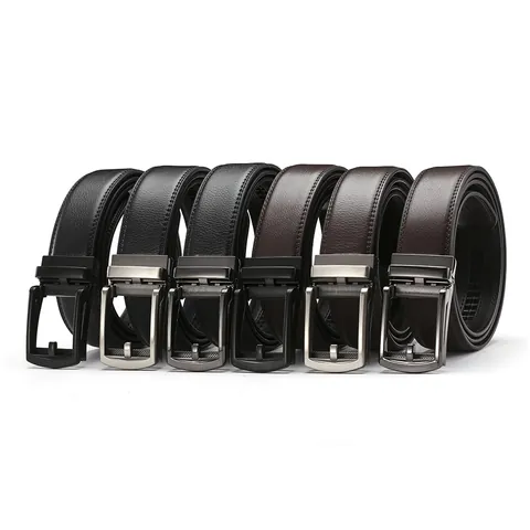 Men's Automatic Buckle Belt High Quality Split Cowhide Leather Waist Strap Business Casual Minimalist Adjustable Belt For Men