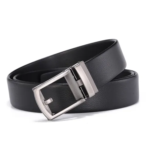Men's Genuine Leather Belt First Layer Cowhide Automatic Buckle Business Casual Lychee Pattern Waistband For Men Trousers Accessory