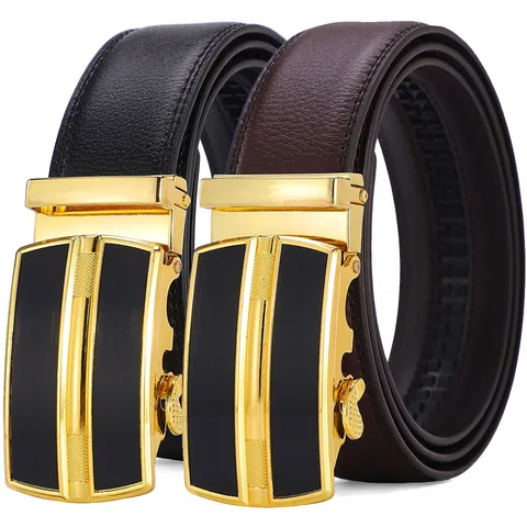 Heren Business Riem Van Splitleer Met Automatische Gesp Klassieke Lychee Textuur Modieuze Casual Heupriem Voor Dagelijks Gebruik