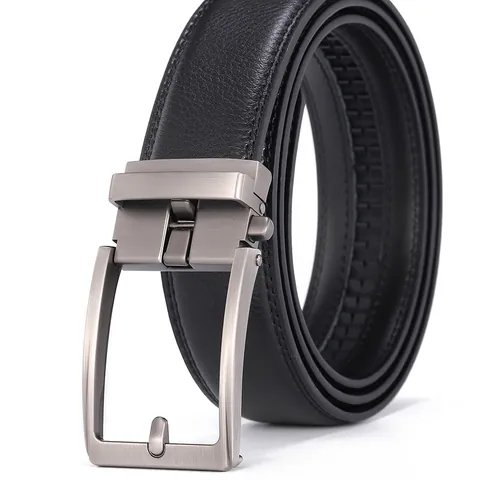 Men's Genuine Leather Belt With Alloy Automatic Buckle Business Casual Cowhide Waistband For Men Fashion Accessory Gift