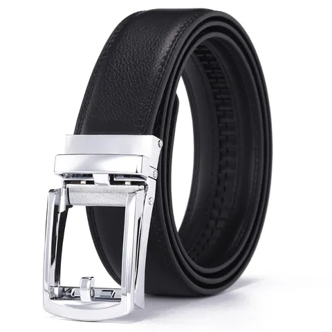 High Quality Men's Business Leather Belt With Automatic Alloy Buckle Elegant Fashion Waistband For Men Adjustable Trousers Belt