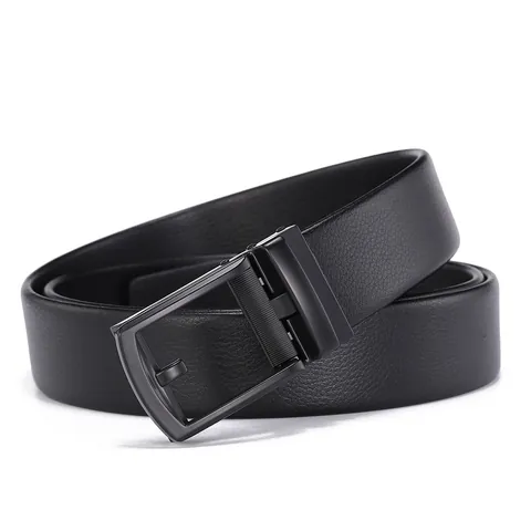 Men's Genuine Leather Belt First Layer Cowhide Automatic Buckle Business Casual Lychee Pattern Waistband For Men Trousers Accessory