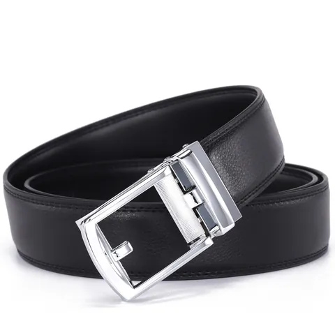 Men Genuine Leather Belt With Alloy Automatic Buckle Business Casual Split Cowhide Waist Strap For Trousers Men Accessory
