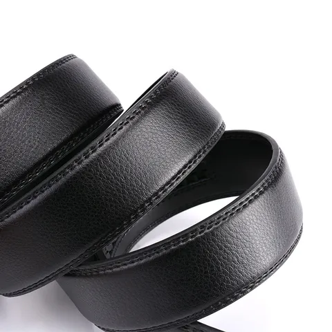Men Genuine Leather Belt With Automatic Alloy Buckle Business Casual Split Cowhide Waist Strap Lychee Pattern Fashion Accessory