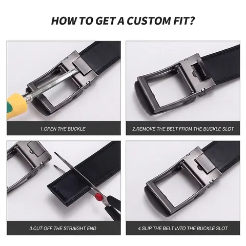 Men's Automatic Buckle Belt Genuine Leather Split Cowhide Business Casual Waistband For Men Adjustable Black Brown Zinc Alloy Buckle Strap