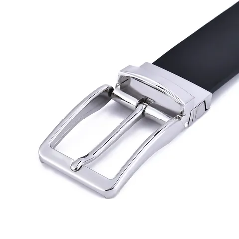 Men's Genuine Leather Belt With Zinc Alloy Pin Buckle Classic Solid Color Cowhide Waist Strap For Business Casual Office Daily Wear