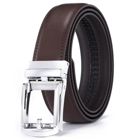 Men Genuine Leather Belt With Alloy Automatic Buckle Business Casual Split Cowhide Waist Strap For Trousers Men Accessory