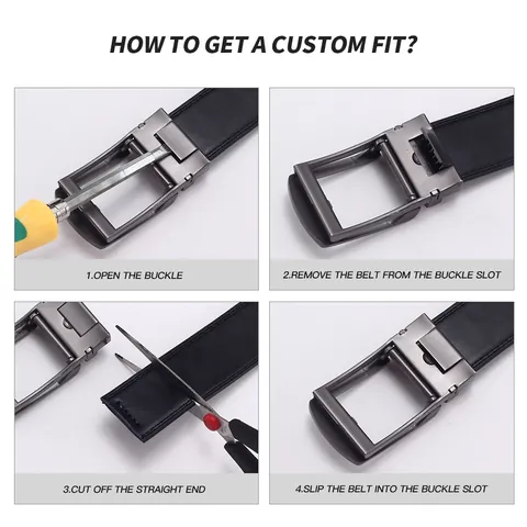 Men's Automatic Buckle Belt Genuine Leather Split Cowhide Business Casual Waistband For Men Adjustable Black Brown Zinc Alloy Buckle Strap