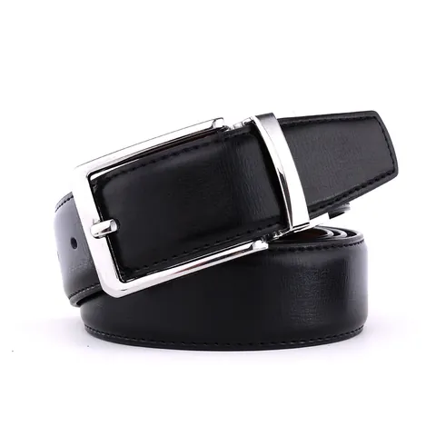 Men's Reversible Split Cowhide Leather Belt Rotating Zinc Alloy Pin Buckle Double Sided Business Casual Waistband Strap