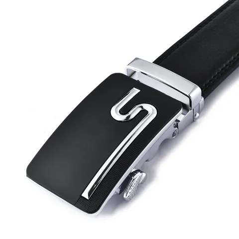 Cinturón de Cuero Genuino para Hombre Con Hebilla Automática de Aleación Negocios Casual Segunda Capa Cuero de Vaca Ajustable