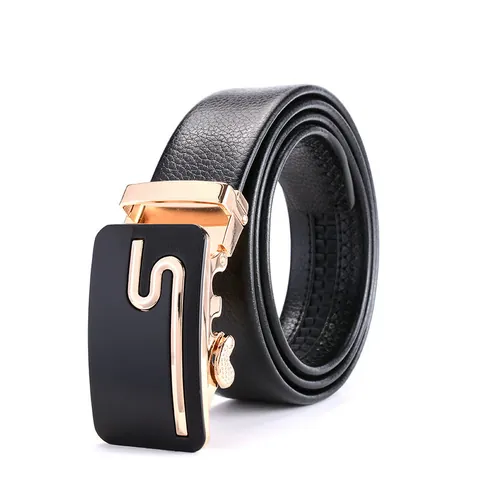 Cinturón de Cuero Genuino para Hombre Con Hebilla Automática de Aleación Negocios Casual Segunda Capa Cuero de Vaca Ajustable