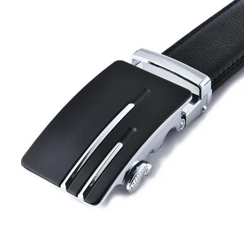 Cintura da Uomo con Fibbia Automatica in Pelle di Vacchetta per Pantaloni Completo Cinturino Regolabile Minimalista