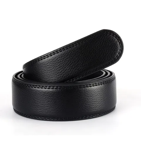 Men Genuine Split Cowhide Belt Strap Without Buckle Litchi Texture Replacement Belt Body For Automatic Buckle