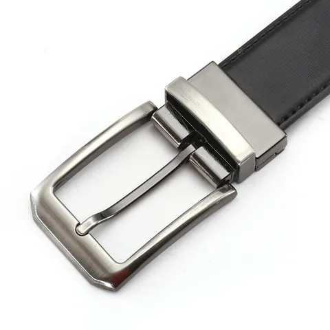 Men's Reversible Genuine Leather Belt With Rotating Alloy Pin Buckle Cowhide Casual Business Waist Strap For Men
