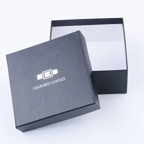 Business Black Textured Cardboard Belt Gift Box Square Rectangular Packaging Box For Belt Watch Accessory Gift Giving