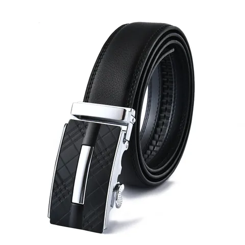 Ceinture en Cuir Véritable pour Homme Boucle Automatique Business Décontracté Cuir de Vachette Deuxième Couche Ceinture Ajustable