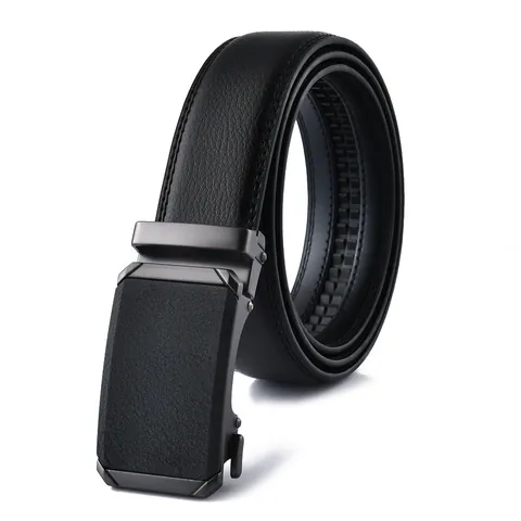 Ceinture en Cuir Véritable pour Homme Boucle Automatique Business Décontracté Cuir de Vachette Deuxième Couche Ceinture Ajustable