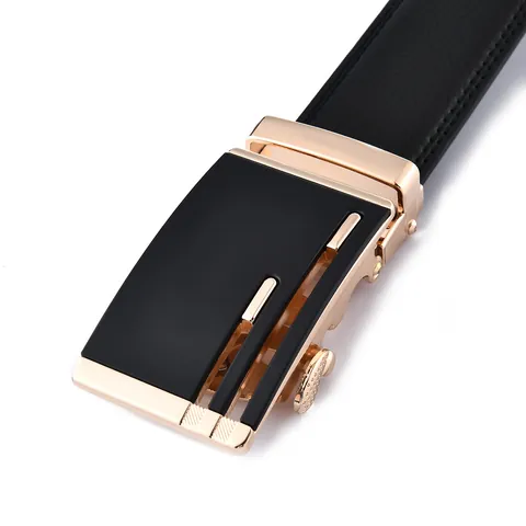 Cinturón de Cuero Genuino para Hombre Con Hebilla Automática de Aleación Negocios Casual Cuero de Vaca Correa de Cintura Ajustable