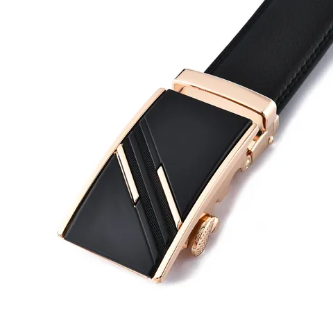 Ceinture Homme en Cuir Véritable Affaires Avec Boucle Automatique en Alliage Sangle en Cuir de Vachette Décontractée Ajustable