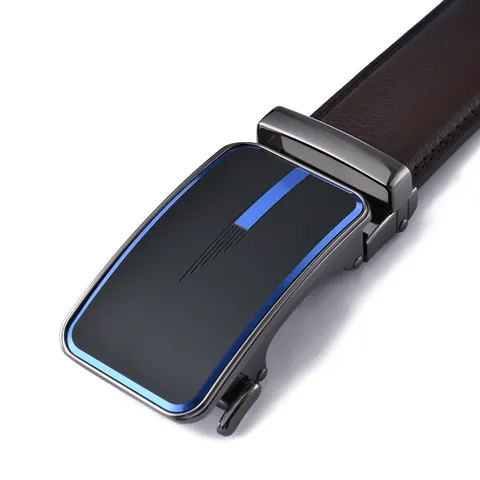 Men Automatic Buckle Belt Split Cowhide Leather Strap Alloy Geometric Buckle Business Casual Fashion Waistband For Men