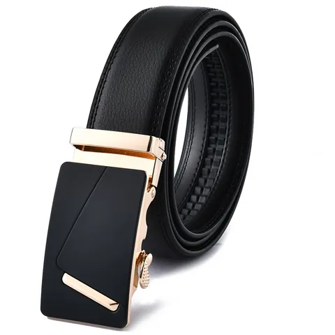Men Automatic Buckle Belt Cowhide Genuine Leather Waistband Business Casual Strap Alloy Buckle Adjustable Gift For Man